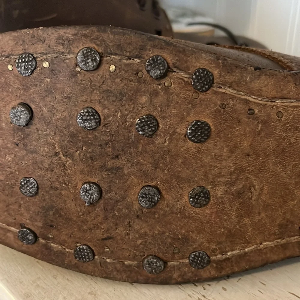 RARE Handmade Hobnail climbing or work boots size 14 brown leather